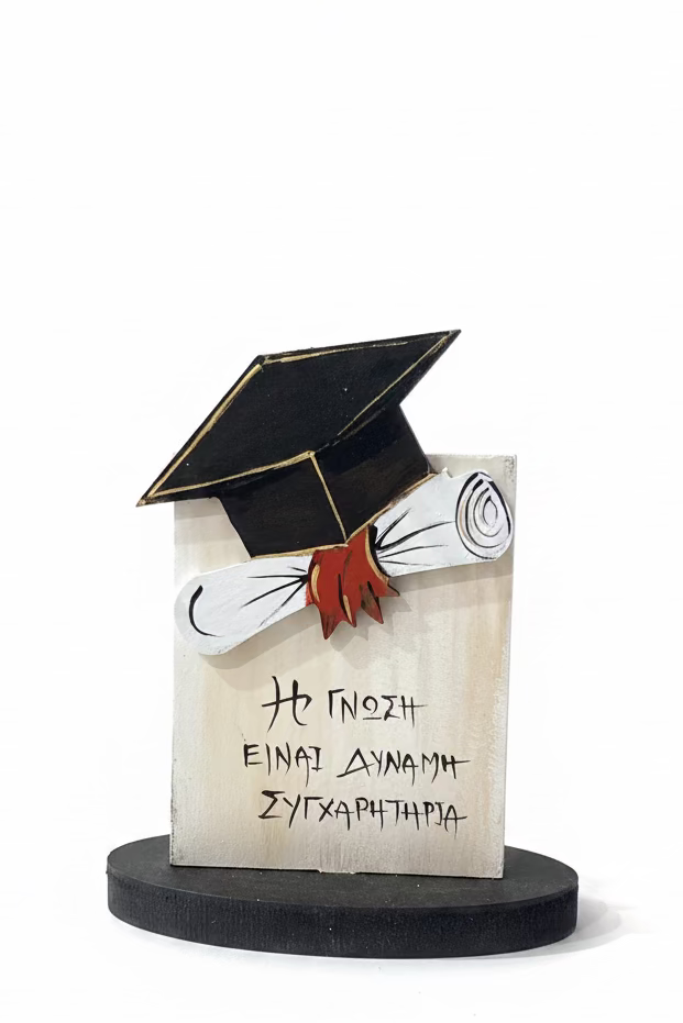 Ξύλινο επιτραπέζιο κείμενο με καπέλο
