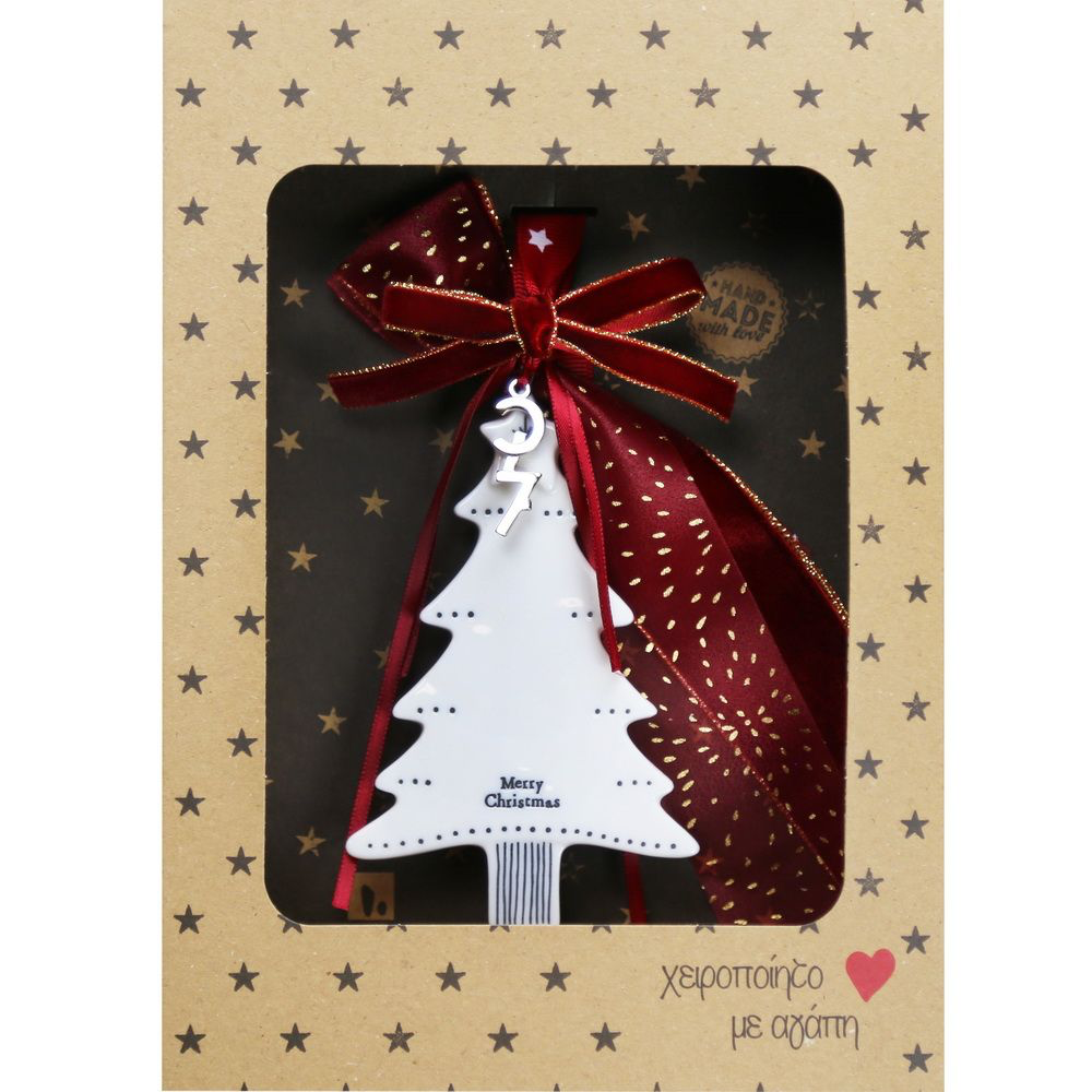 Πορσελάνινο γούρι δέντρο - Merry Christmas