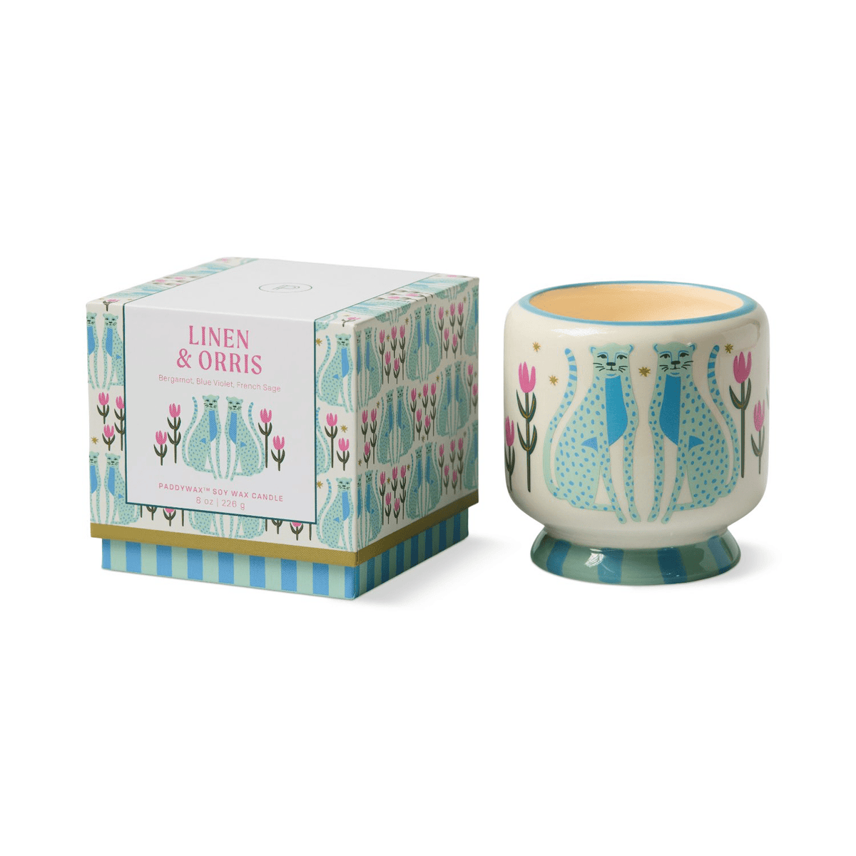 Blue Cheetahs Ceramic Candle - Linen & Orris - Colibri Enso