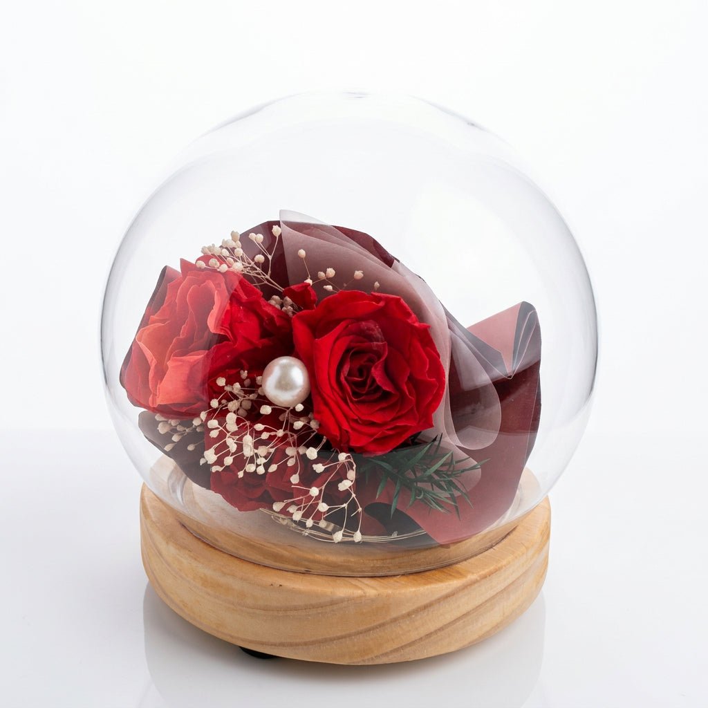 Forever roses σε γυάλινη μπάλα 15εκ. - Colibri Enso