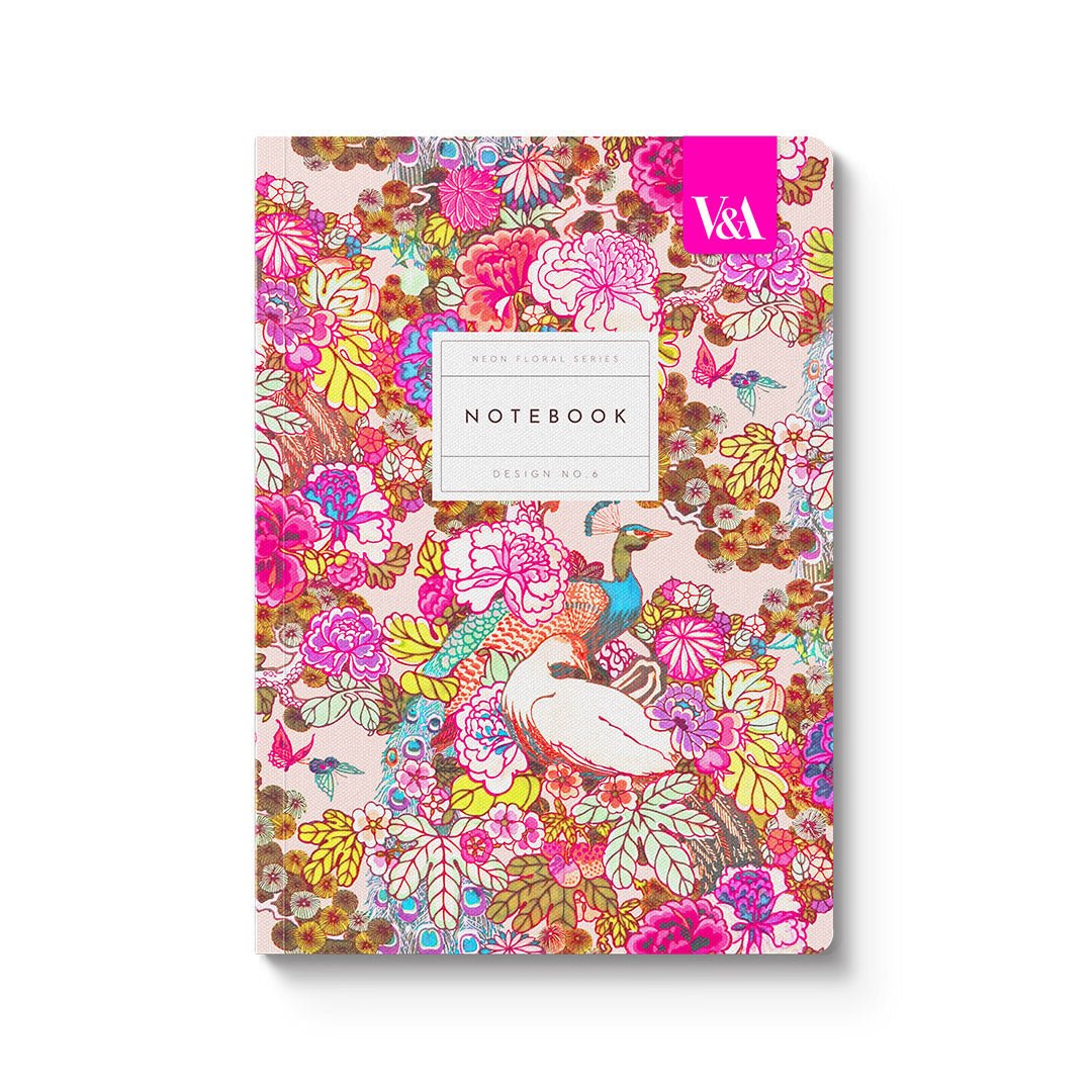 Neon Floral Peacock Floral A5 Paperback Notebook - Colibri Enso