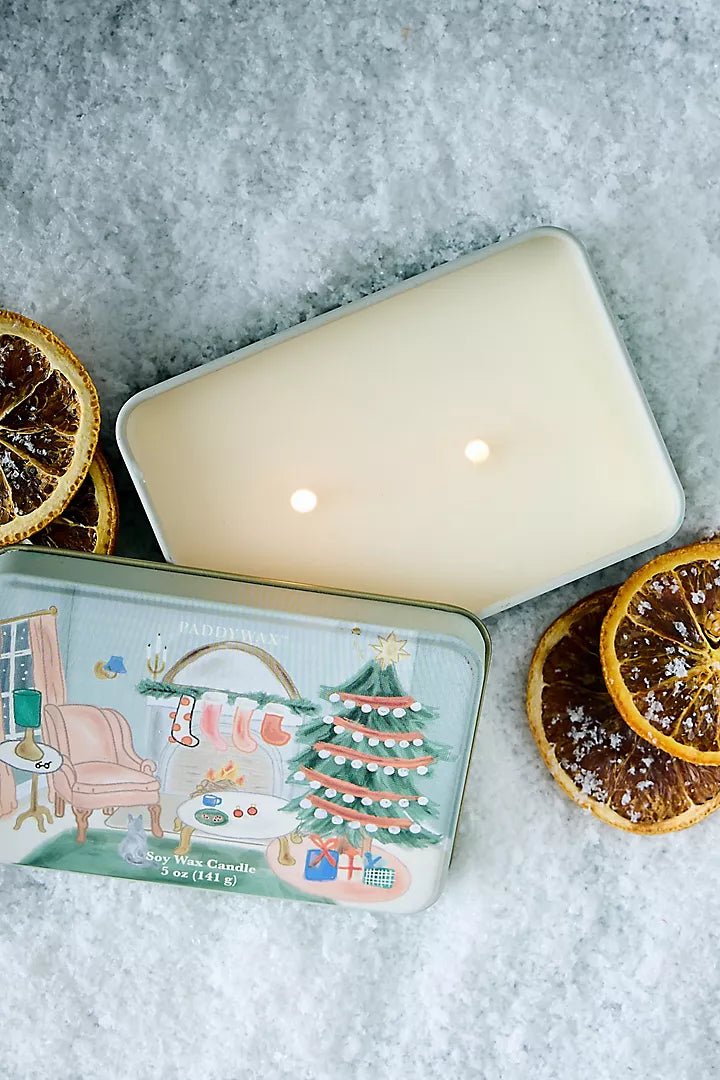 Persimmon & Chestnut 141g |Κερί σόγιας σε χριστουγεννιάτικο μεταλλικό δοχείο - Colibri Enso