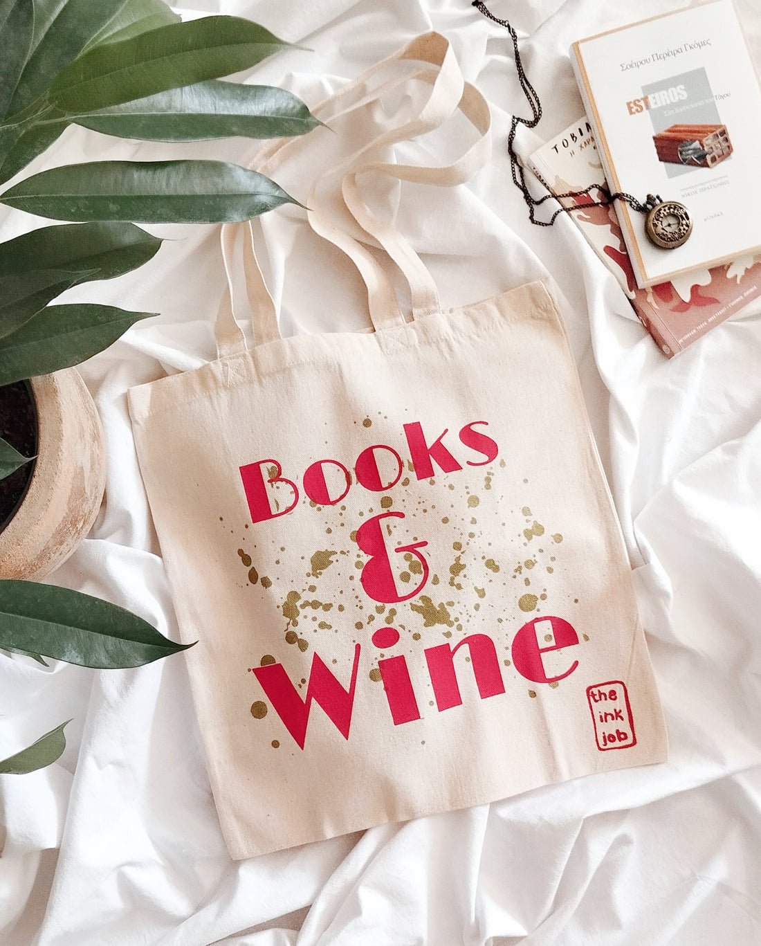 Τσάντα από Καραβόπανο «Books & Wine» - Colibri Enso